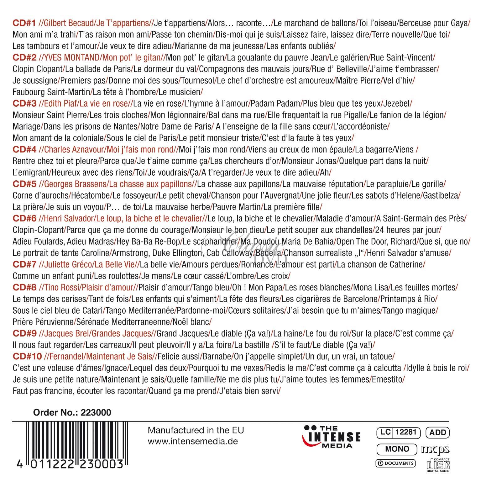 FRANCOUZSKÉ ŠANSONY - DÁRKOVÁ EDICE (10CD)