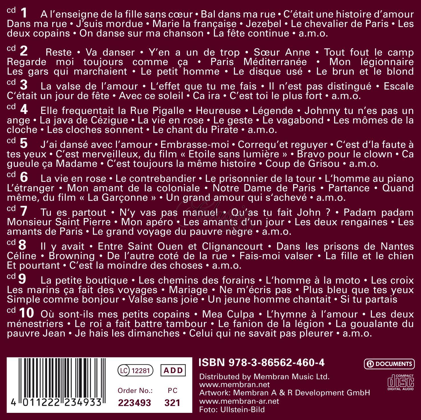 EDITH PIAF Adieu Mon Coeur - Zlatá kolekce - DÁRKOVÁ EDICE (10CD)