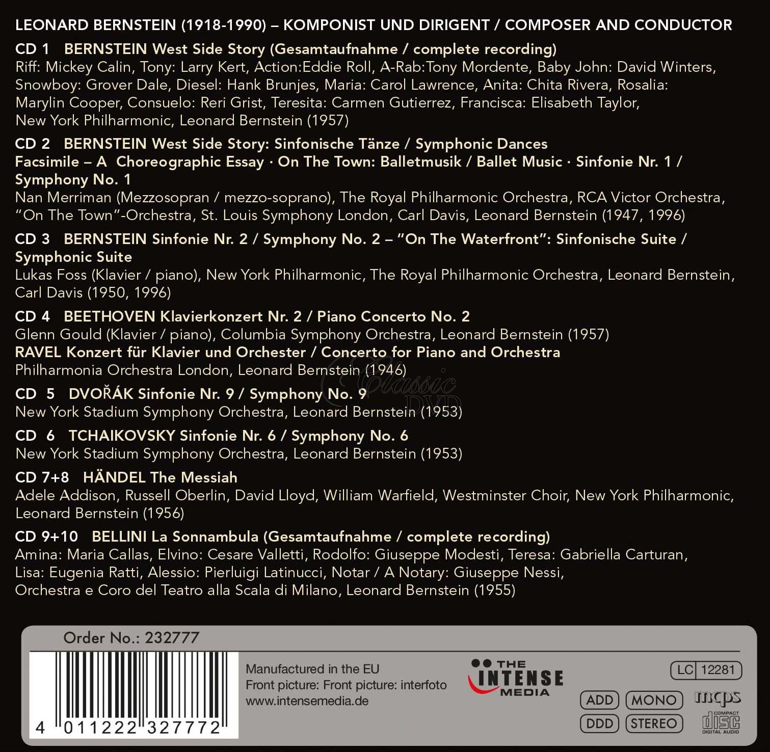 LEONARD BERNSTEIN: Composer and Conductor (10CD)
