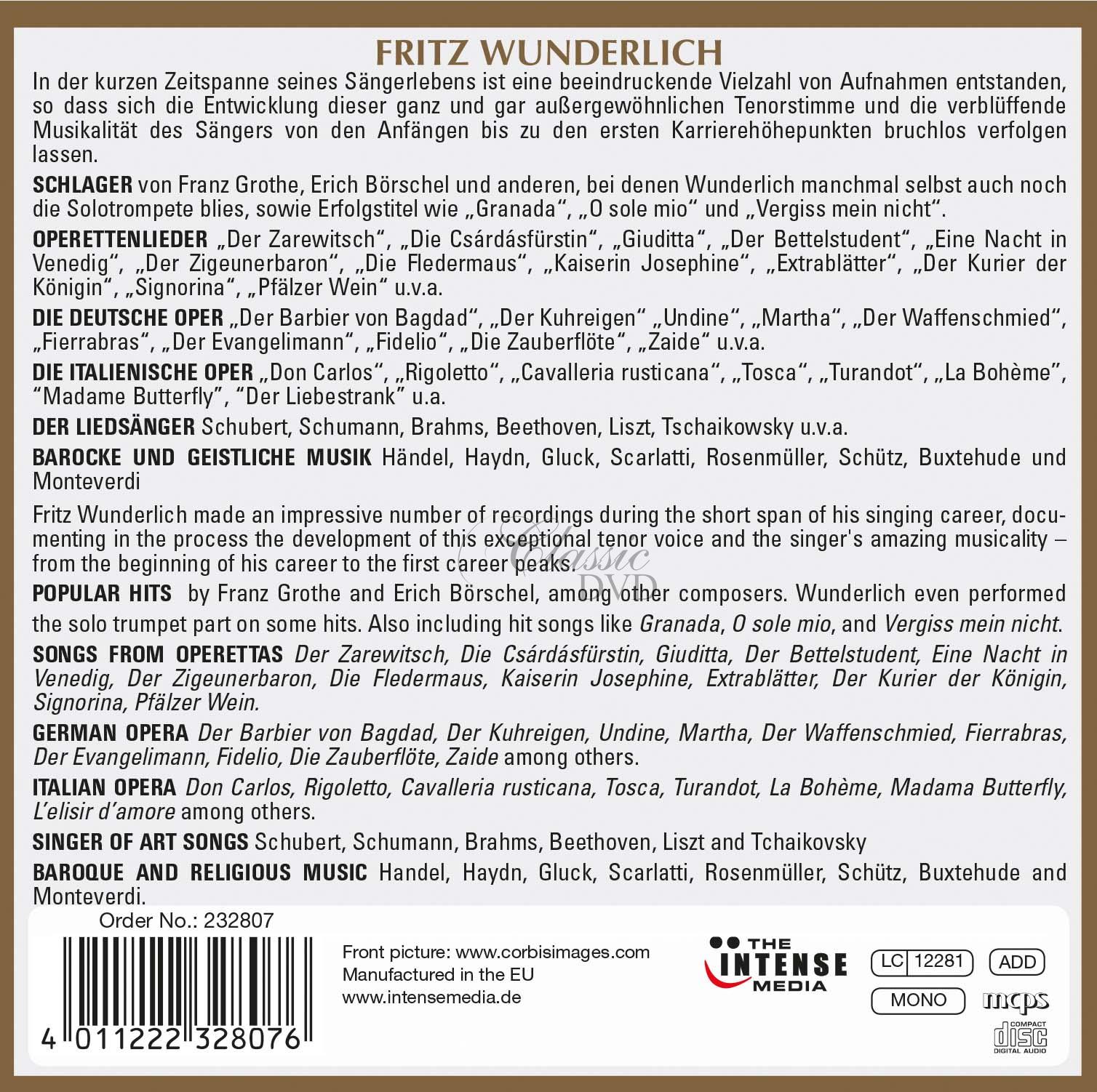 FRITZ WUNDERLICH: A Voice, A Legend - SBĚRATELSKÁ EDICE (10CD)