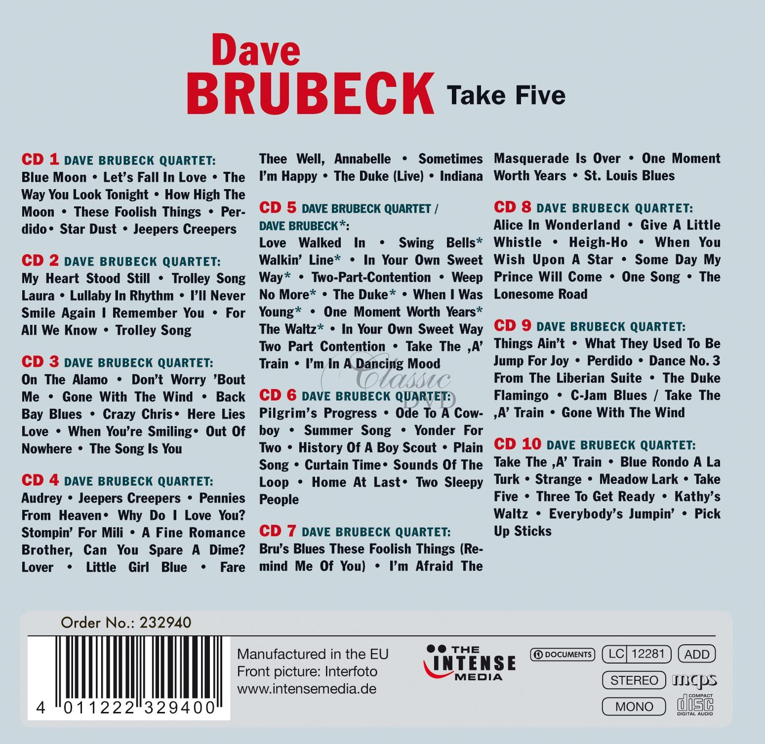 DAVE BRUBECK: Take Five - SBĚRATELSKÁ EDICE (10CD)