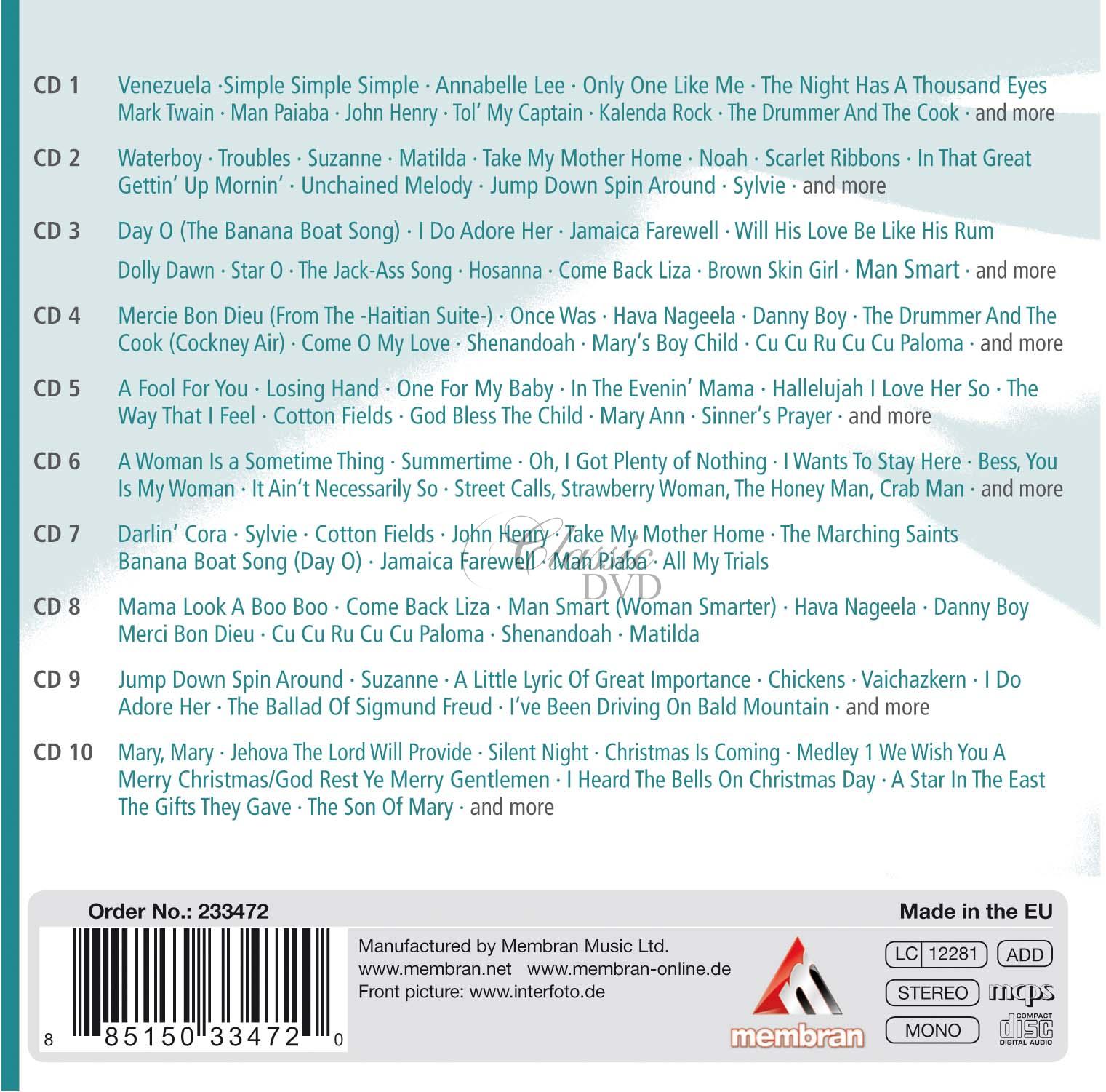 HARRY BELAFONTE: Calypso, Blues and Folk Songs (10CD)