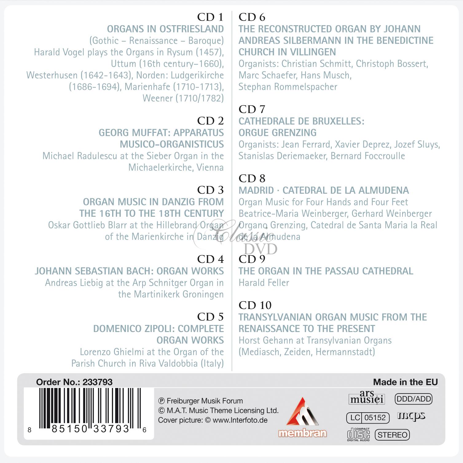 Famous Organ Music from Europe (10CD)