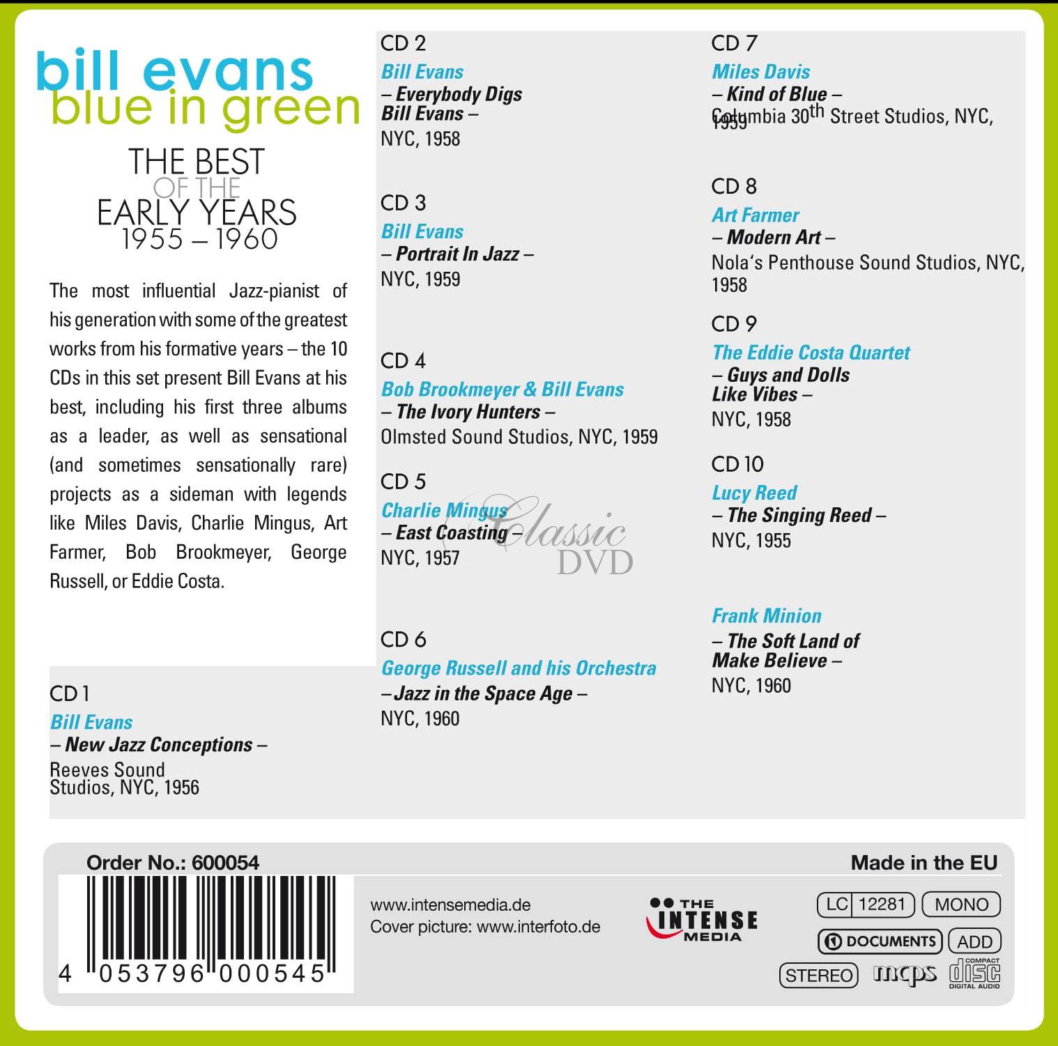 Bill Evans - Blue in Green. The Best of the Early Years 1955-1960 (10CD)