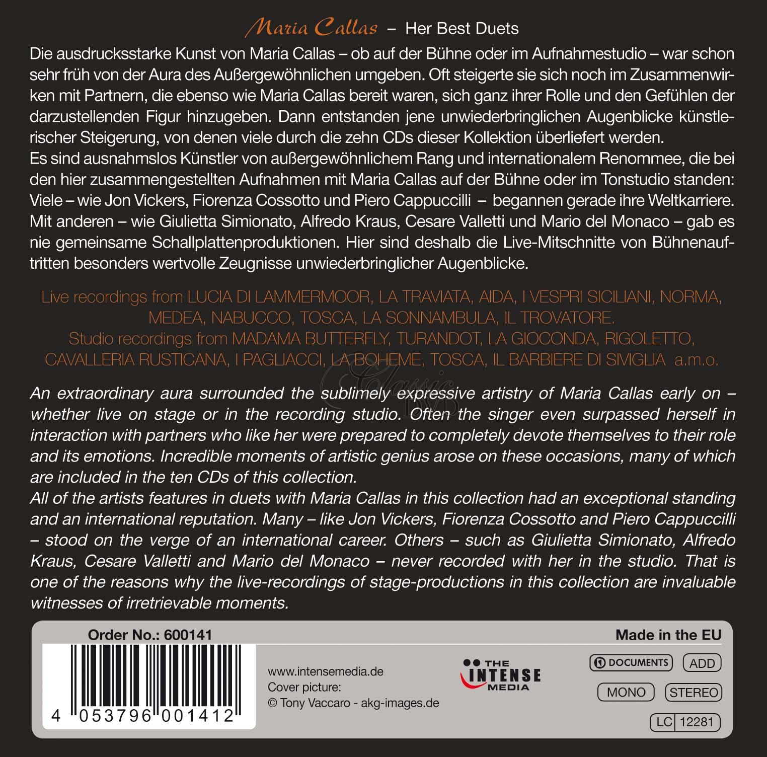 Maria Callas - Her Best Duets SBĚRATELSKÁ EDICE (10CD)