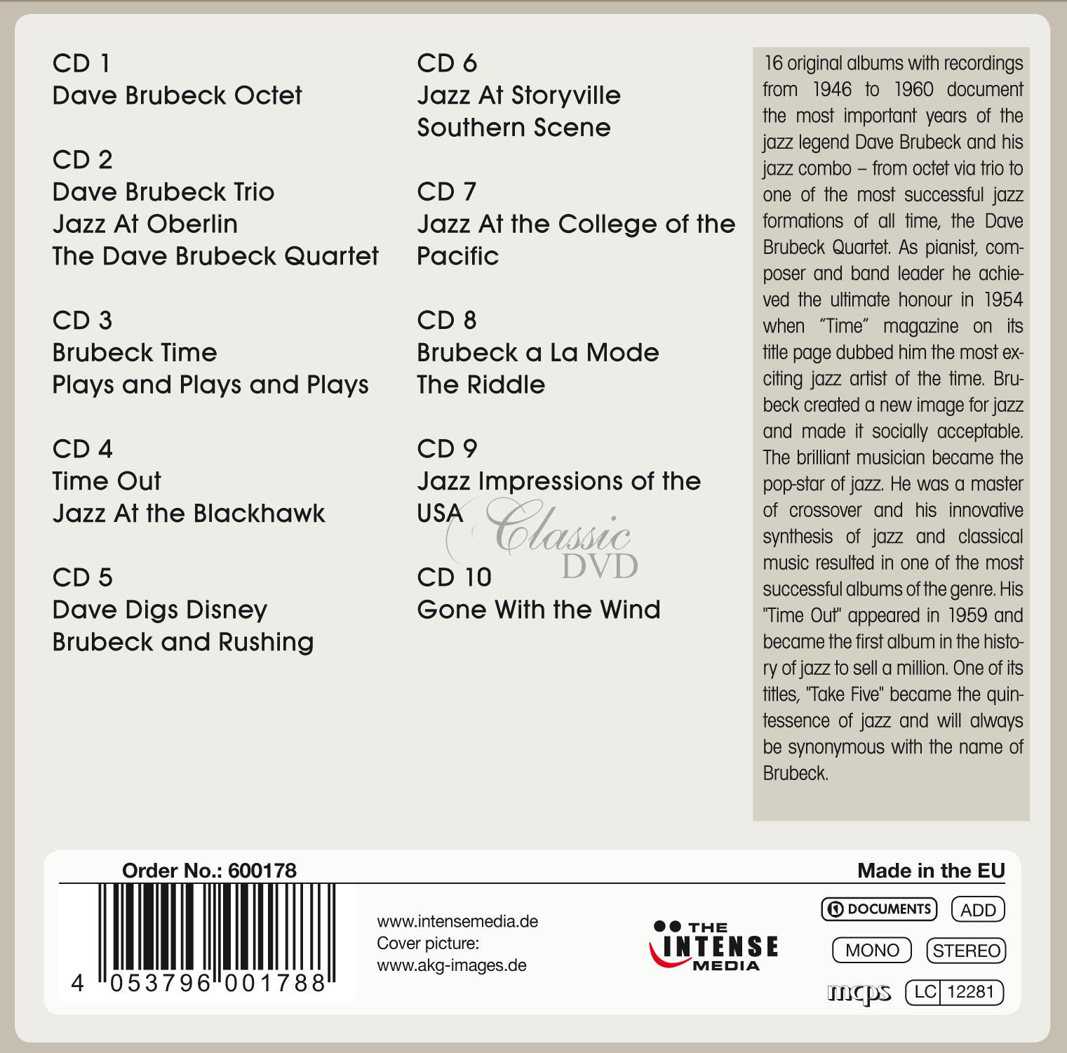 Dave Brubeck - Take Five: Portrait of a Legend / 16 Original Albums (10CD)