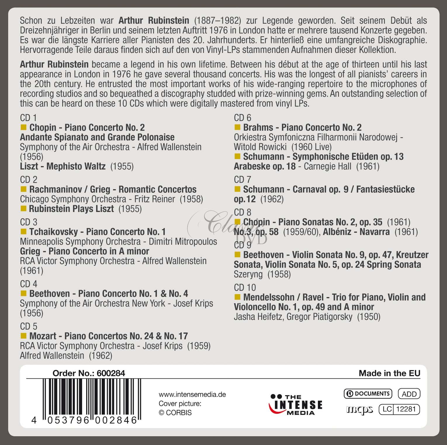 Arthur Rubinstein - Milestones of the Pianist of the Century (10CD)
