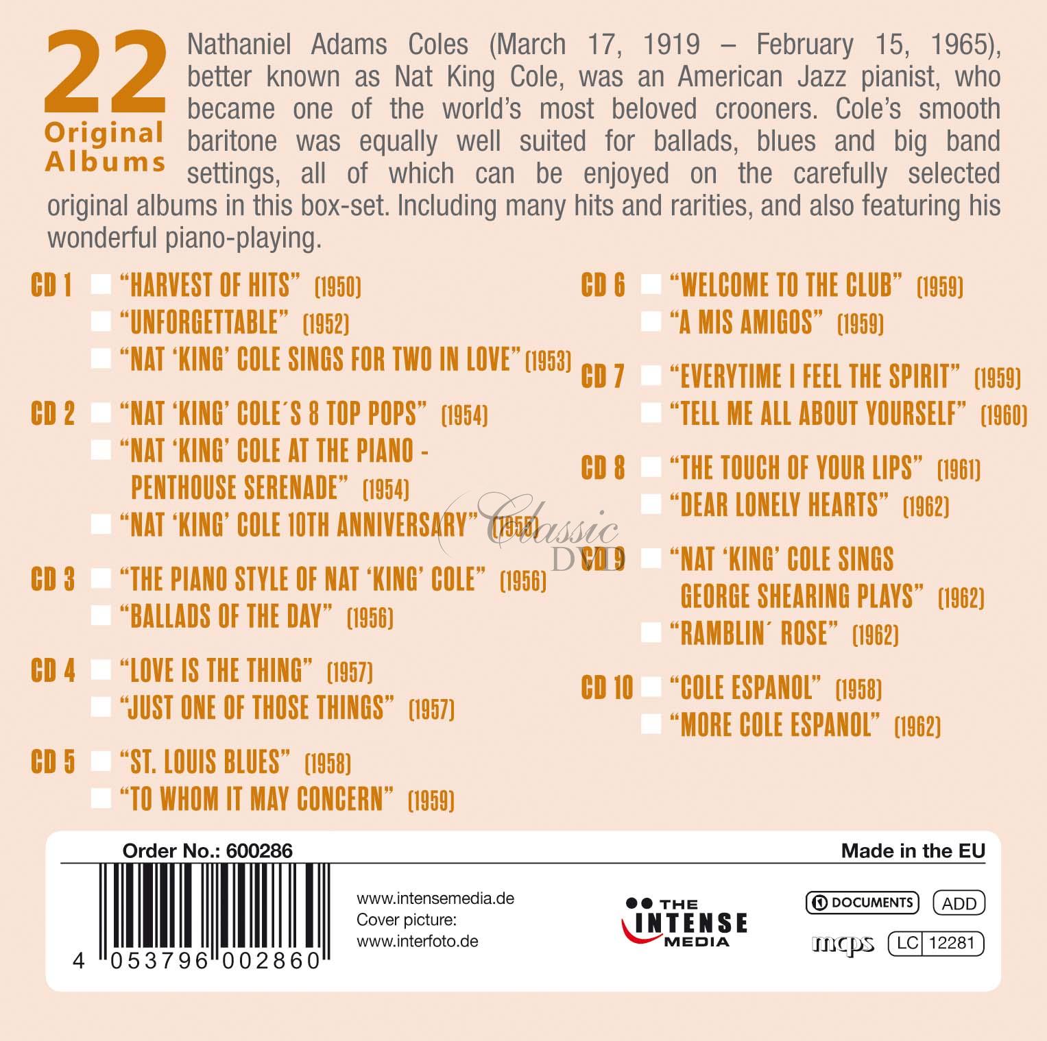 Nat King Cole - Milestones of a Legend - 22 Original Albums (10CD)