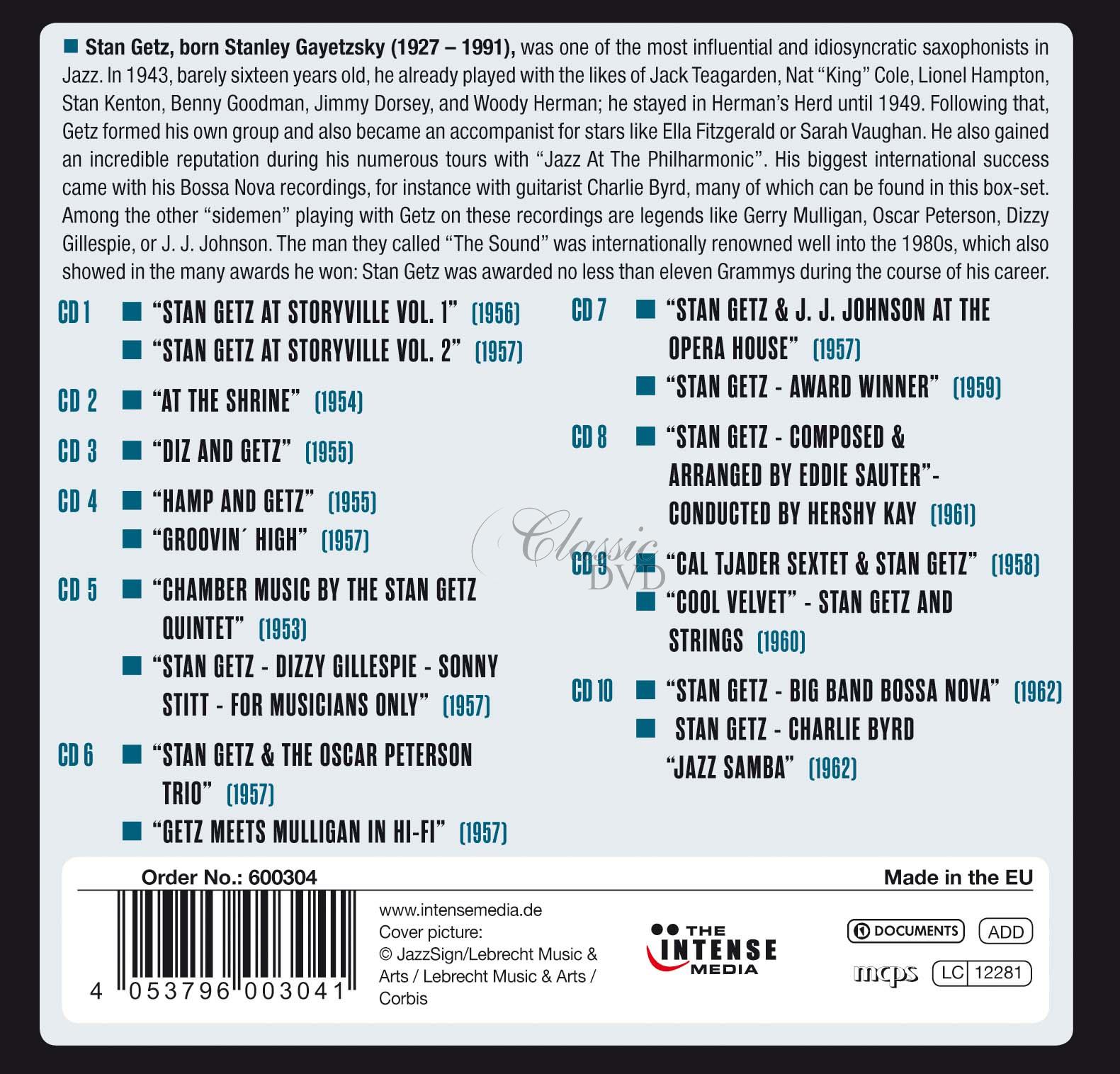 STAN GETZ Milestones of a Legend - 18 Original Albums (10CD)