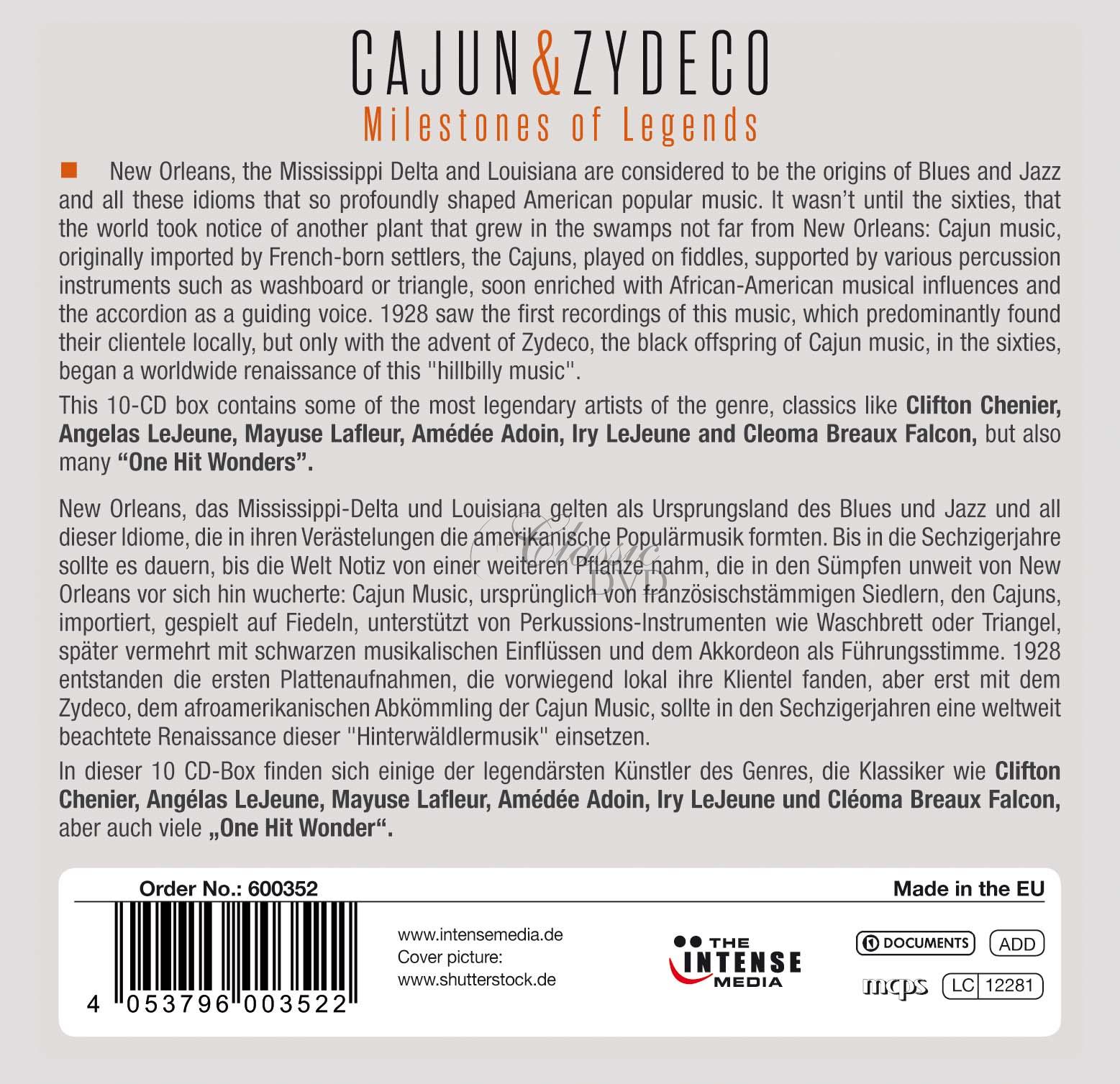 Cajun and Zydeco - Milestones Of Legends (10CD)