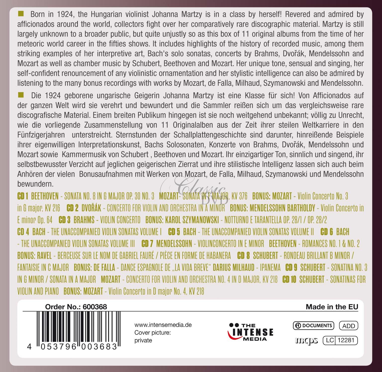 JOHANNA MARTZY Milestones of a Legend (10CD)