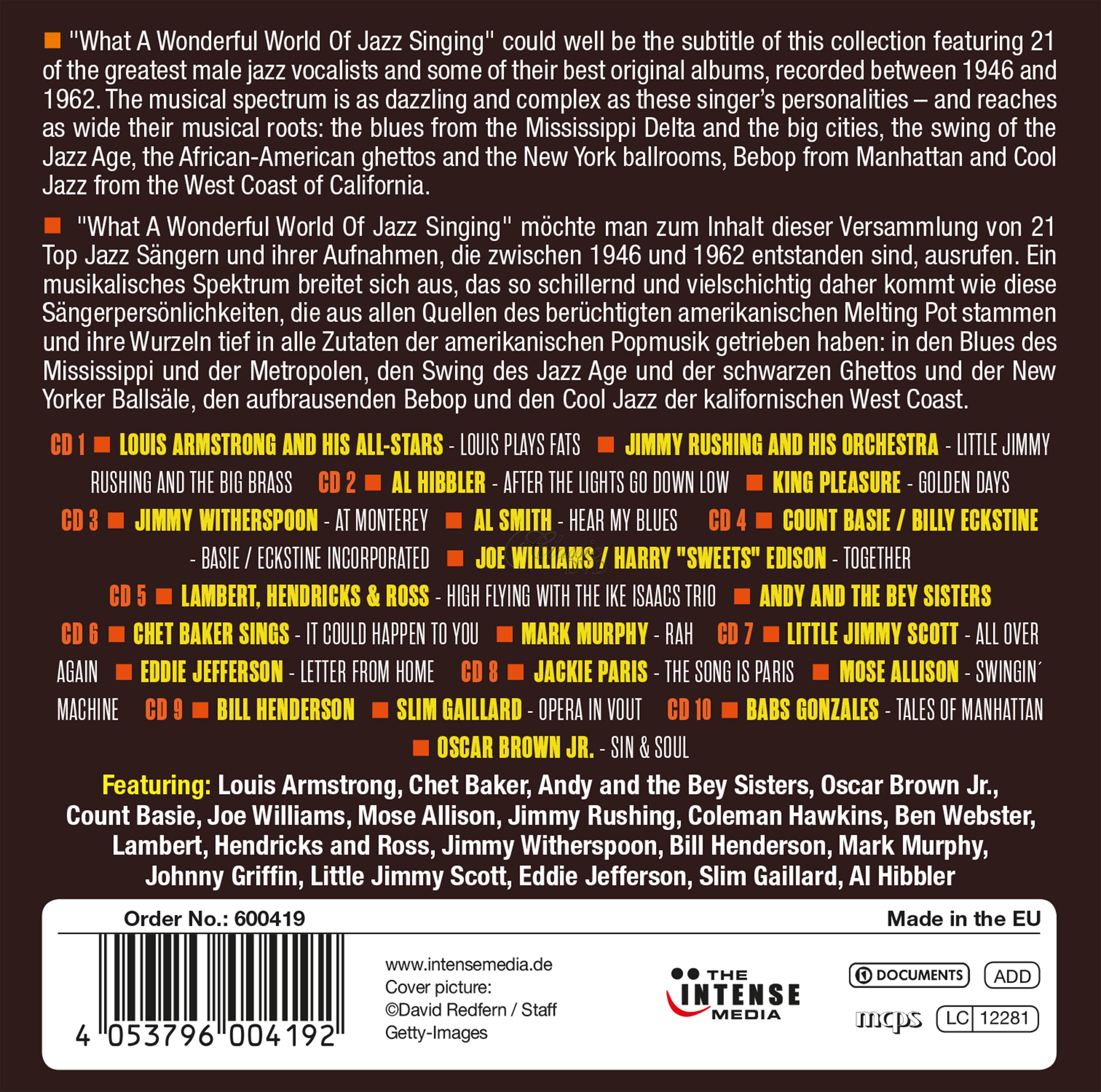 Male Jazz Singers - Milestones of Jazz Legends (10CD)