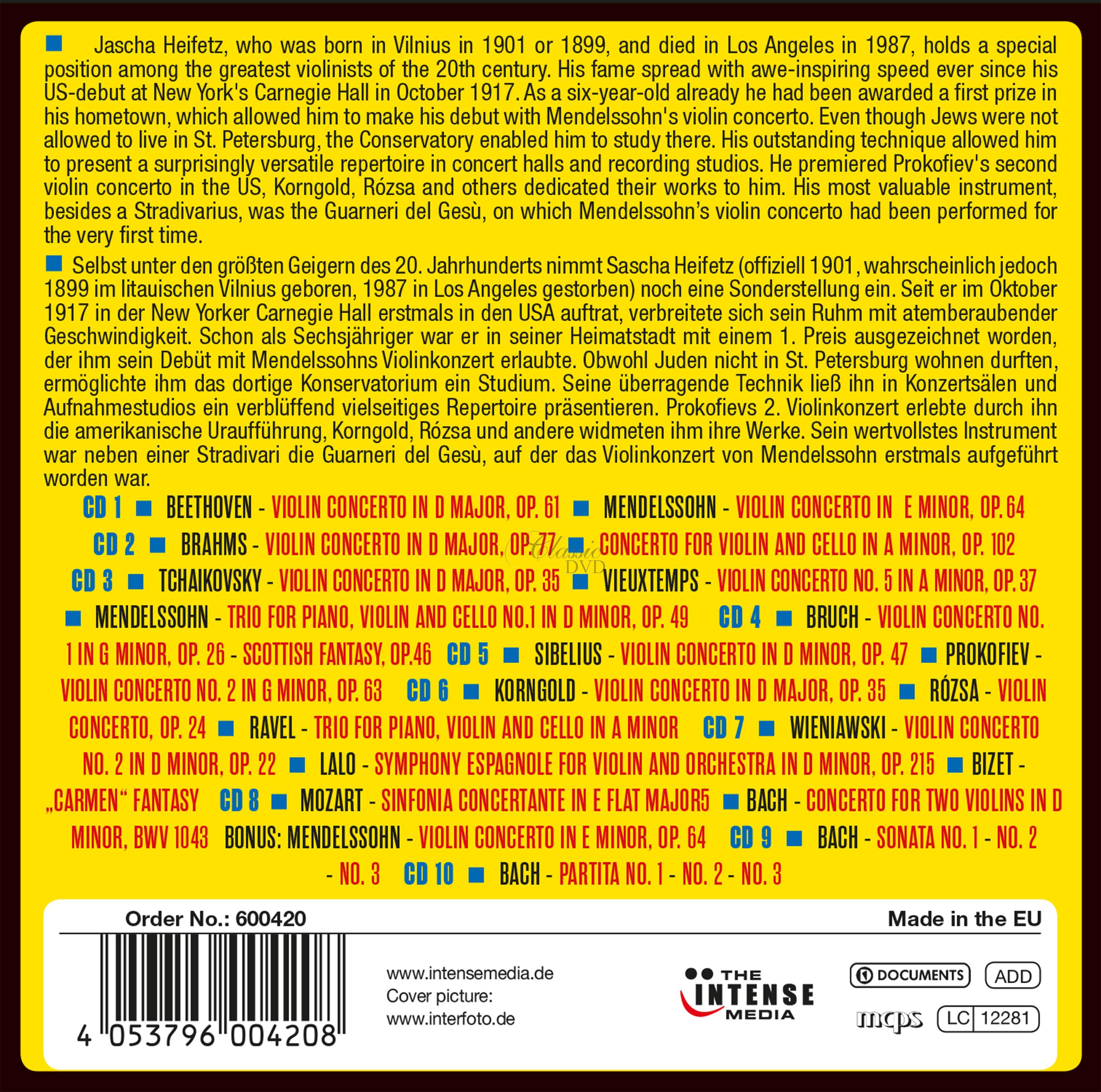 Jascha Heifetz - Milestones Of A Legend - Original Albums (10CD)