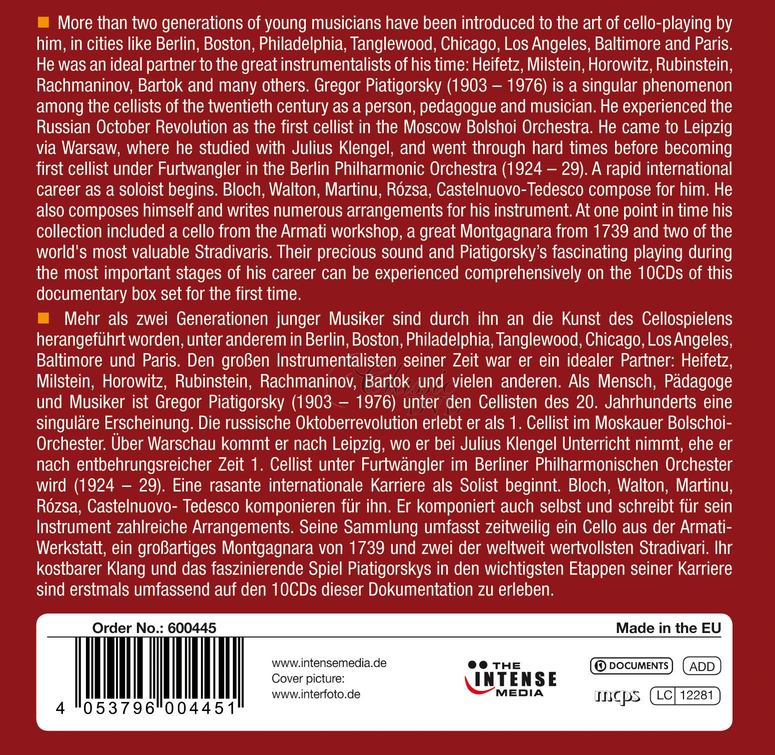 Gregor Piatigorsky - Milestones Of A Legend (10CD)