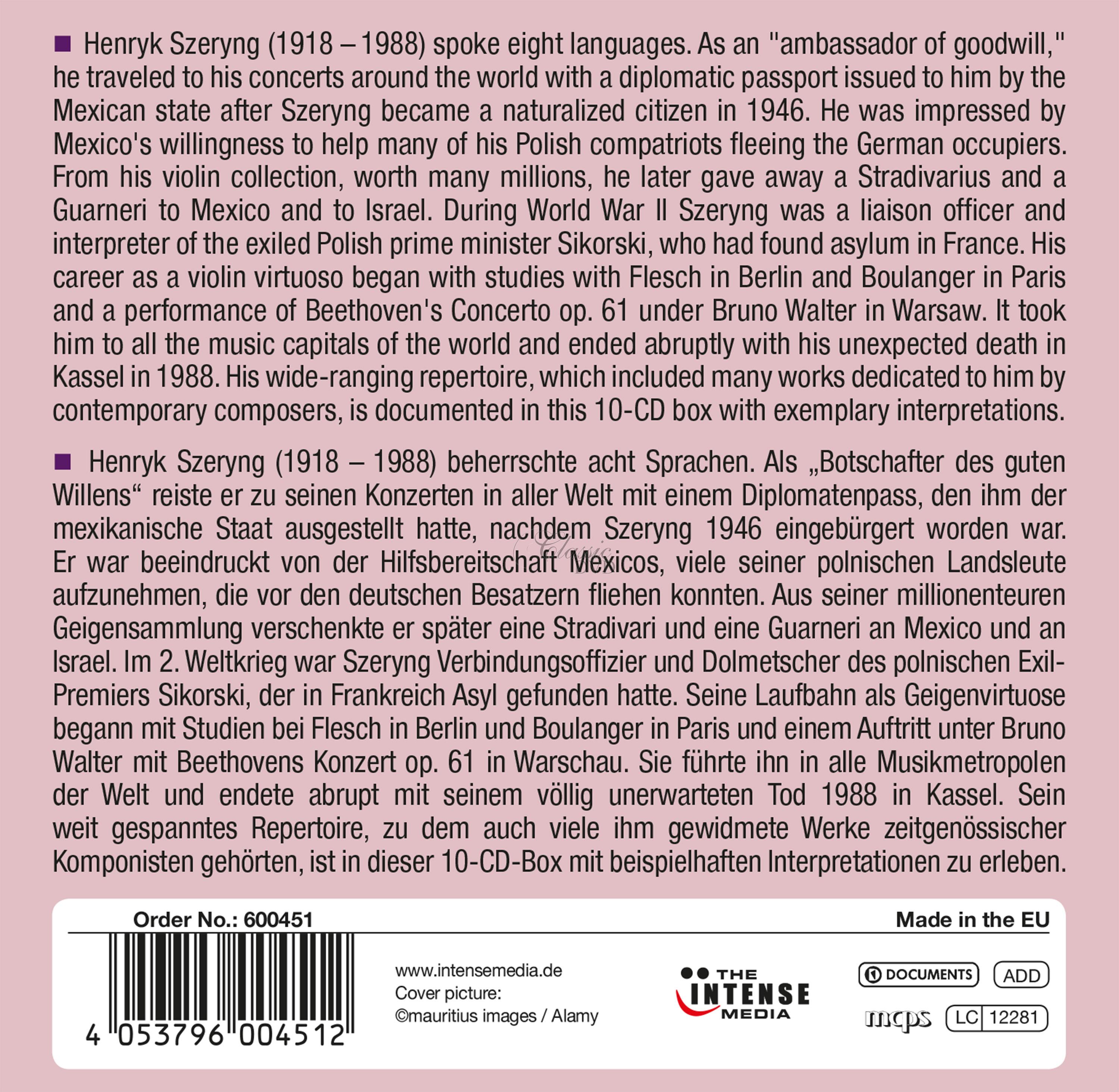 Henrik Szeryng - Milestones Of A Legend (10CD)