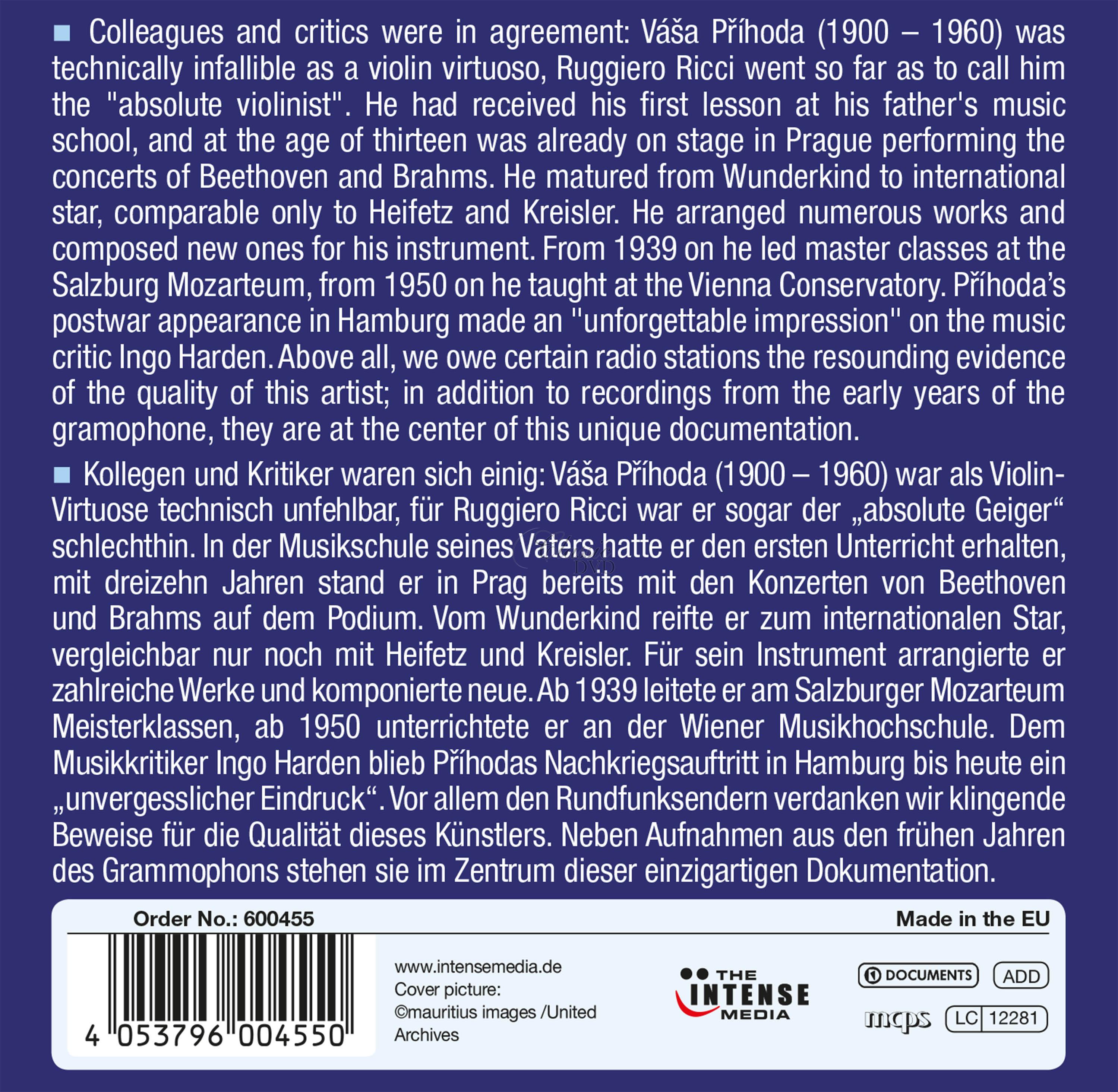 Váša Příhoda (Vasa Prihoda) violin - Milestones Of A Legend (10CD)