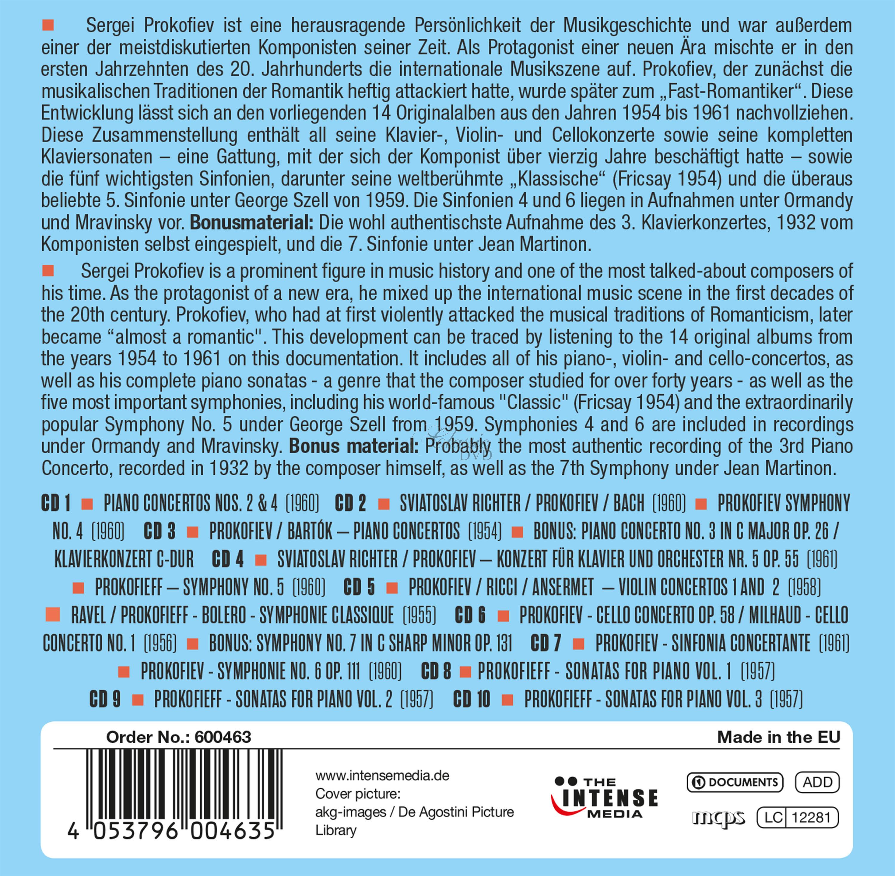 PROKOFIEV Milestones Of A Legend. Complete Concertos, Piano Sonatas & Essential Symphonies (10CD)