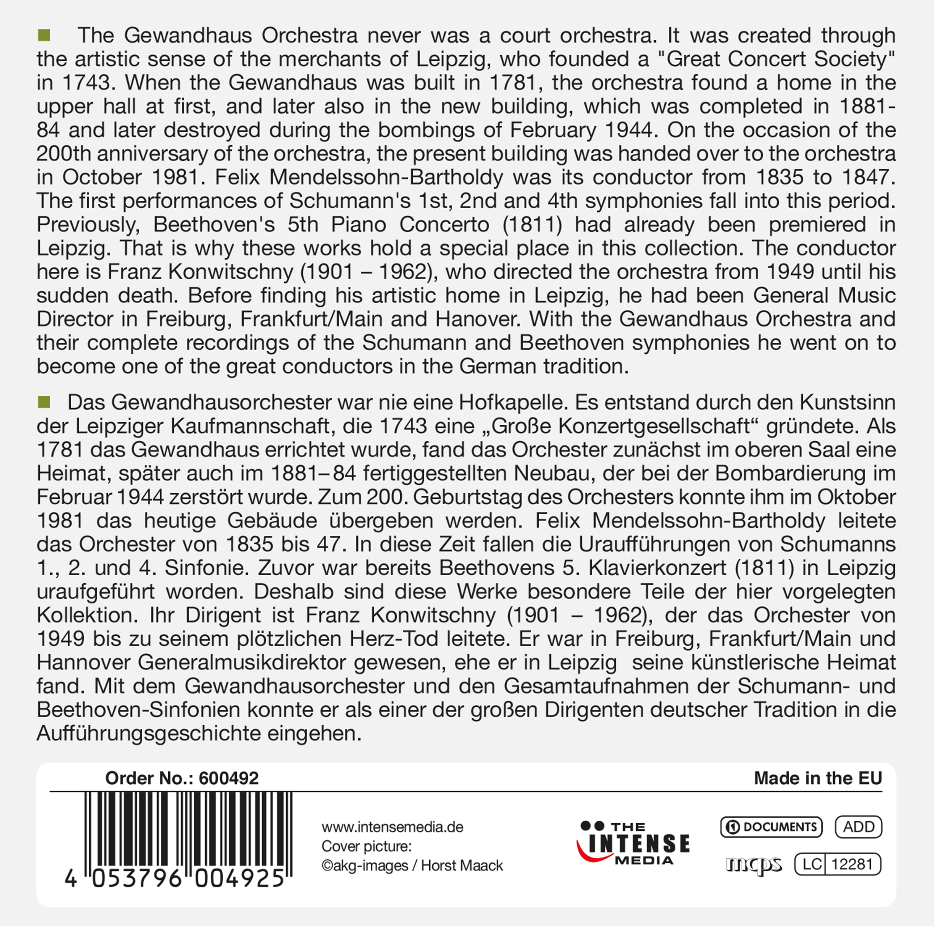 Franz Konwitschny - Schumann, Beethoven The Complete Symphonies (10CD)