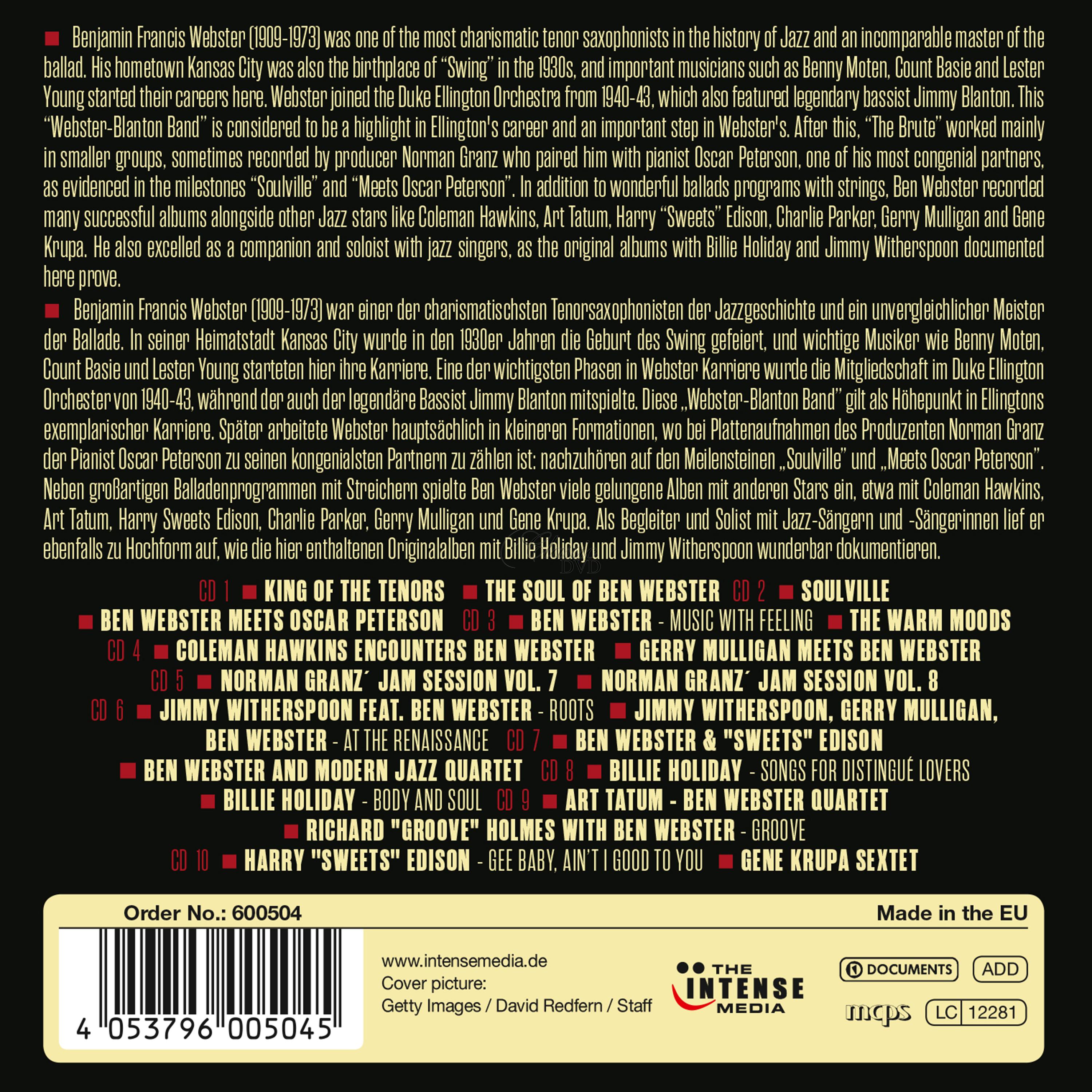 Ben Webster: Milestones Of A Jazz Legend - Original Albums (10CD)