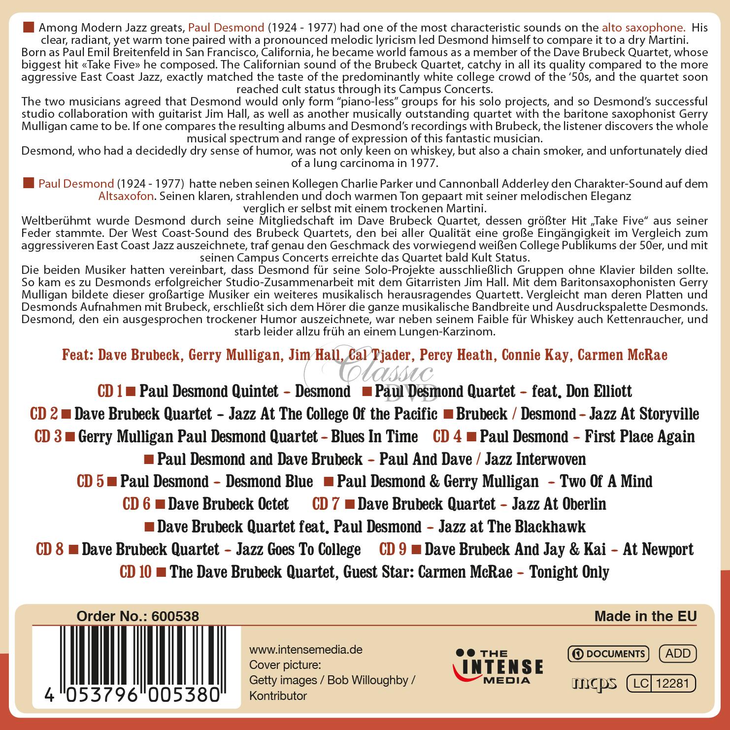 Paul Desmond - Milestones of a Jazz Legend (10CD)