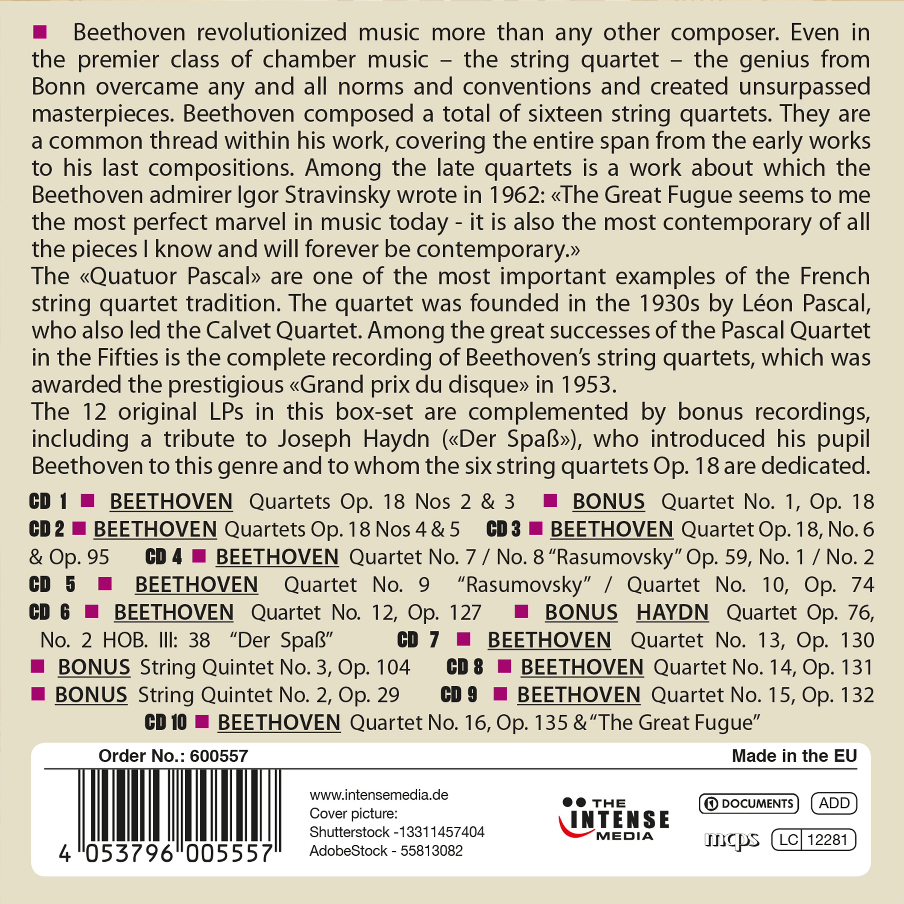 Quatuor Pascal - The Complete Beethoven Quartets (10CD)