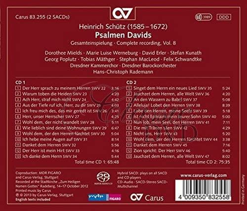 Schütz : Psaumes de David. Mields, Rademann (2SACD)