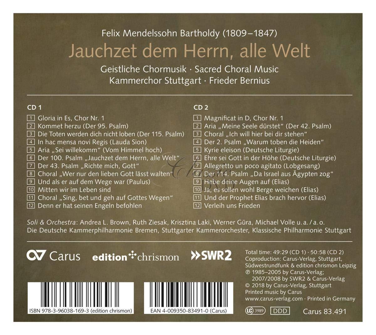 Mendelssohn: Jauchzet dem Herrn, alle Welt - Sacred Choral Music (2CD)