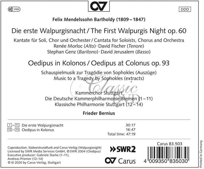 Mendelssohn: The First Walpurgis Night. Frieder Bernius (CD)