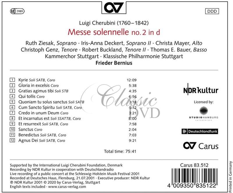 Luigi Cherubini: Messe Solenelle No. 2 In D. Frieder Bernius (CD)