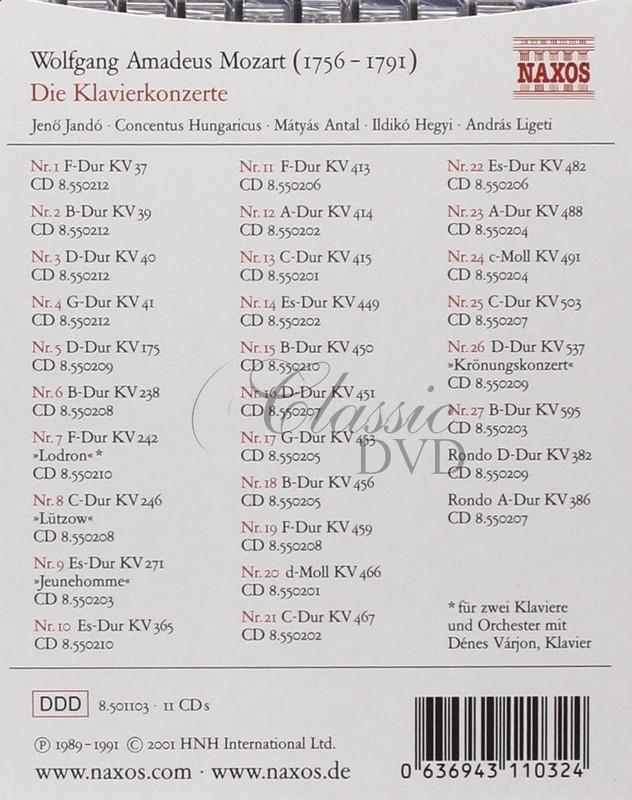 MOZART: Die Klavierkonzerte / Piano Concertos. Jeno Jando (11CD)