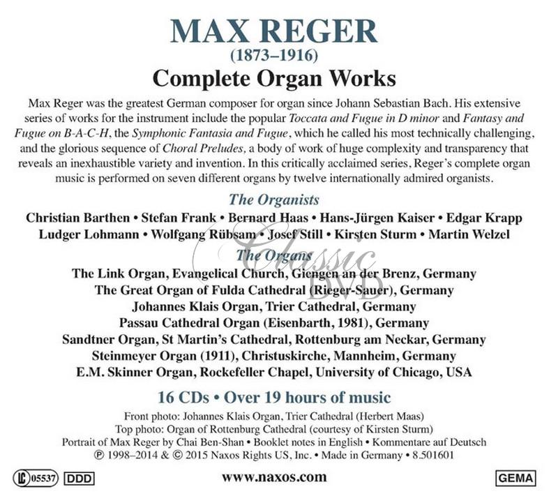 REGER: Complete Organ Works - DÁRKOVÁ EDICE (16CD)