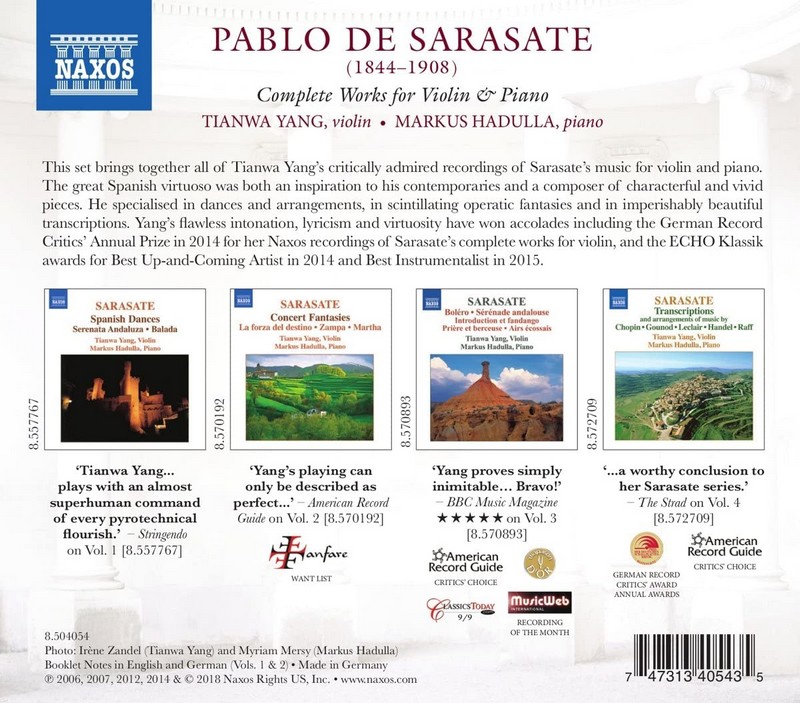 SARASATE, P. de: Complete Works for Violin and Piano (4CD)