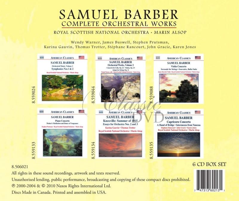 BARBER, S.: Complete Orchestral Works (6CD)