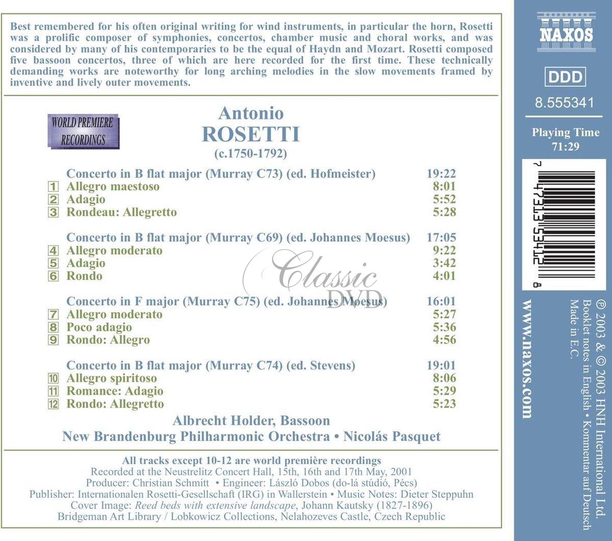ROSETTI: Bassoon Concertos (CD)