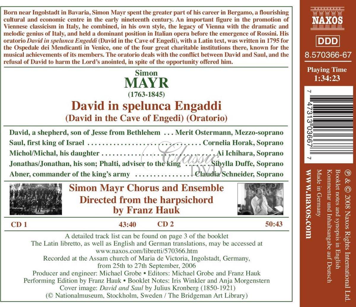 MAYR, J.S.: David in spelunca Engaddi – Oratorio (2CD)
