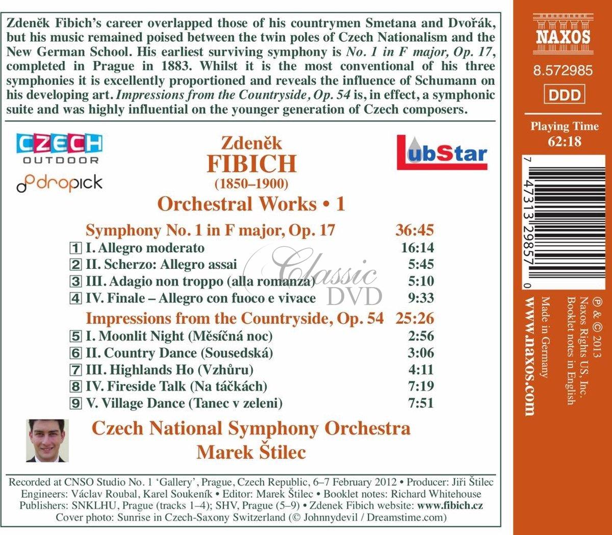 FIBICH, Z.: Orchestral Works, Vol. 1 – Symphony No. 1 / Impressions from the Countryside (CD)