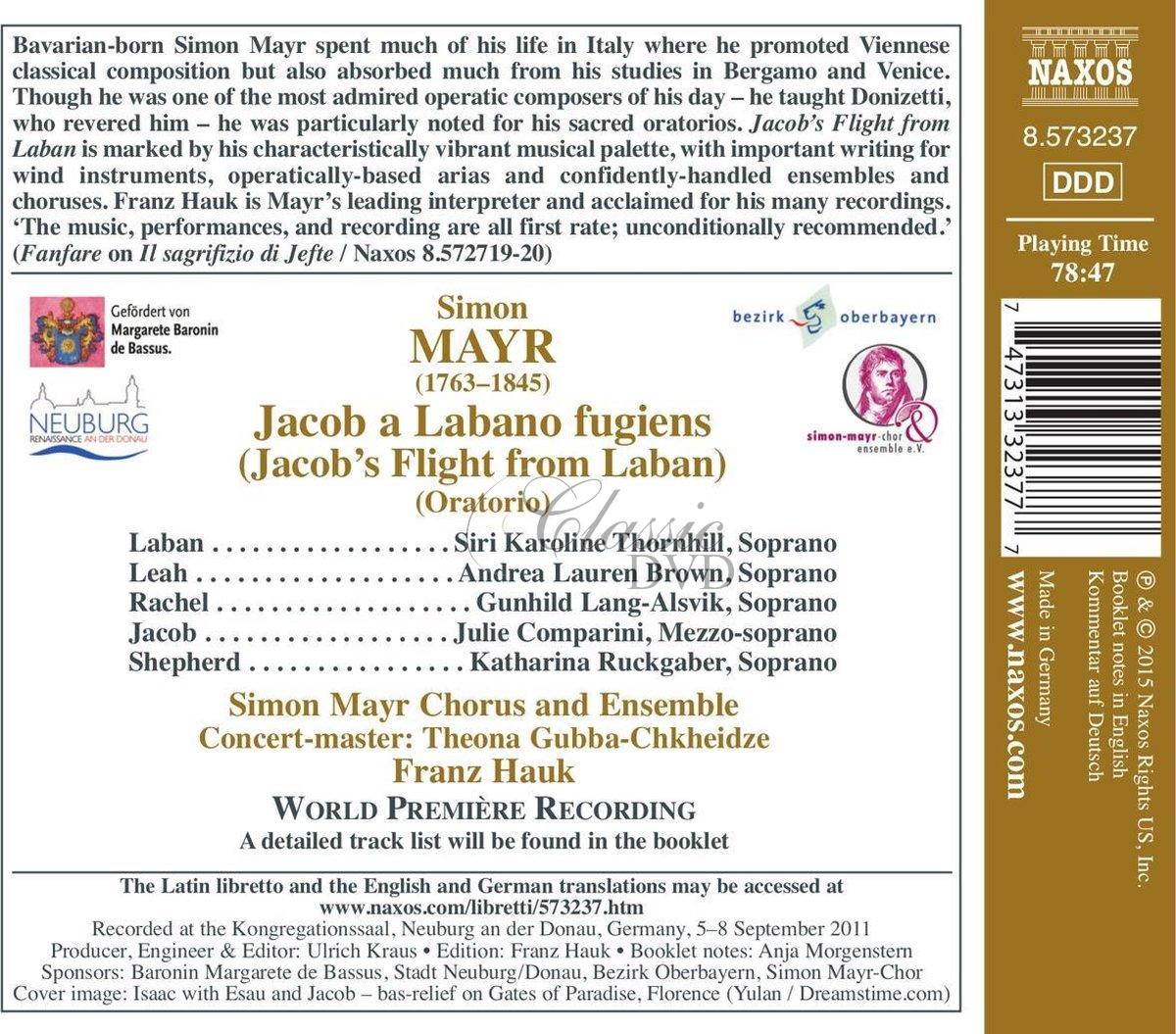 MAYR, J.S.: Iacob a Labano fugiens – Oratorio (CD)
