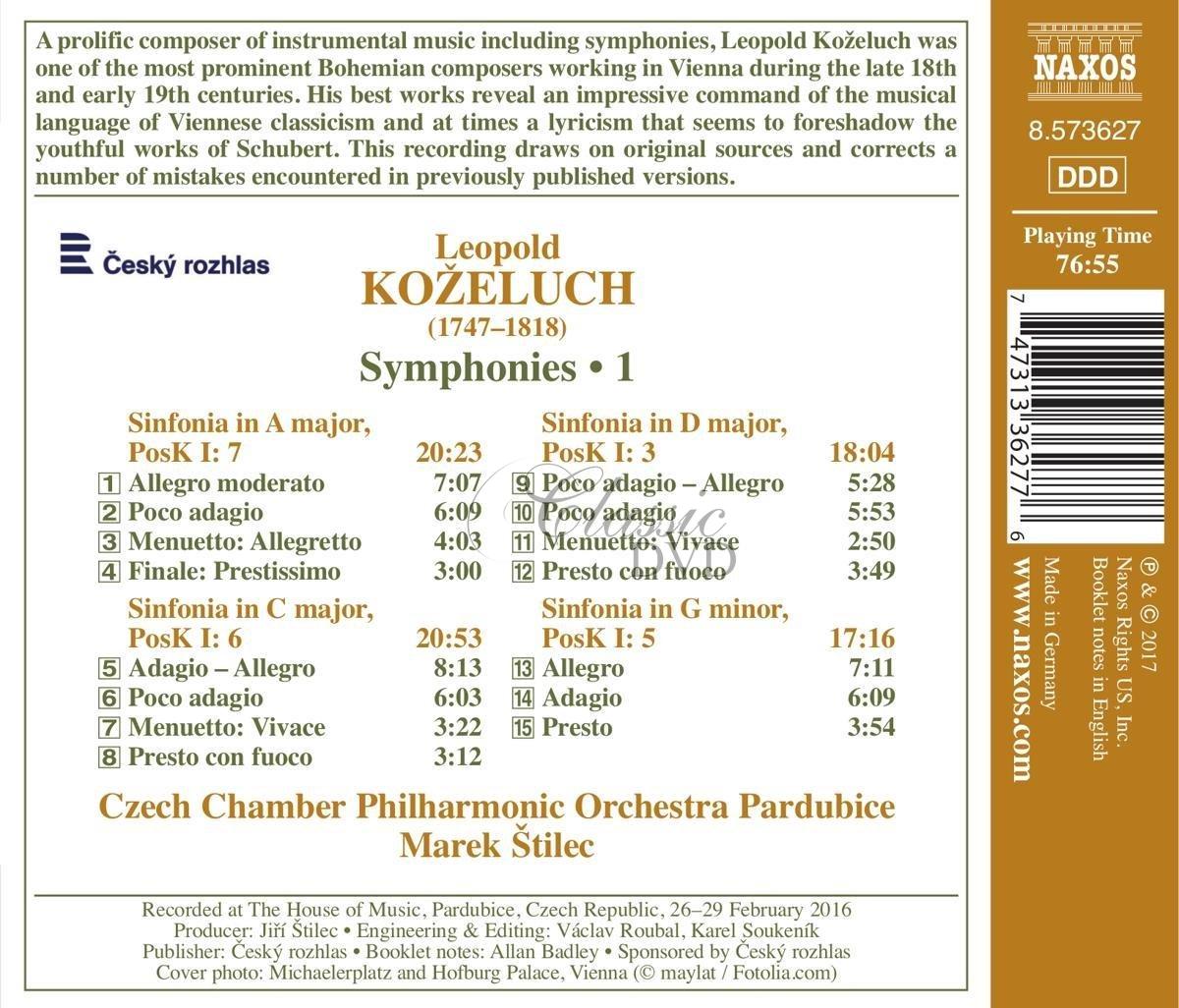 KOŽELUCH, L.: Symphonies, Vol. 1 – P. I:3, 5, 6, 7 (CD)