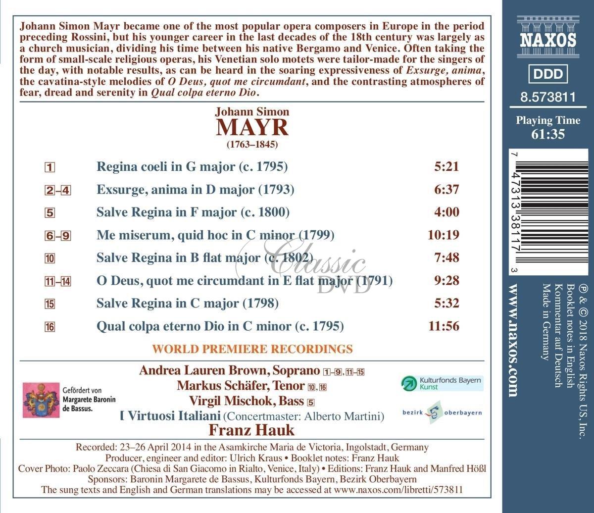 MAYR, J.S.: Motets, Vol. 1 – Venetian Solo Motets (CD)