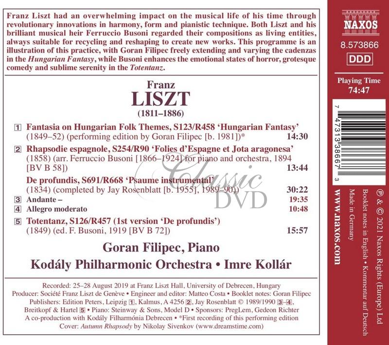 LISZT Hungarian Fantasy / Rhapsodie espagnole / De Profundis / Totentanz (CD)