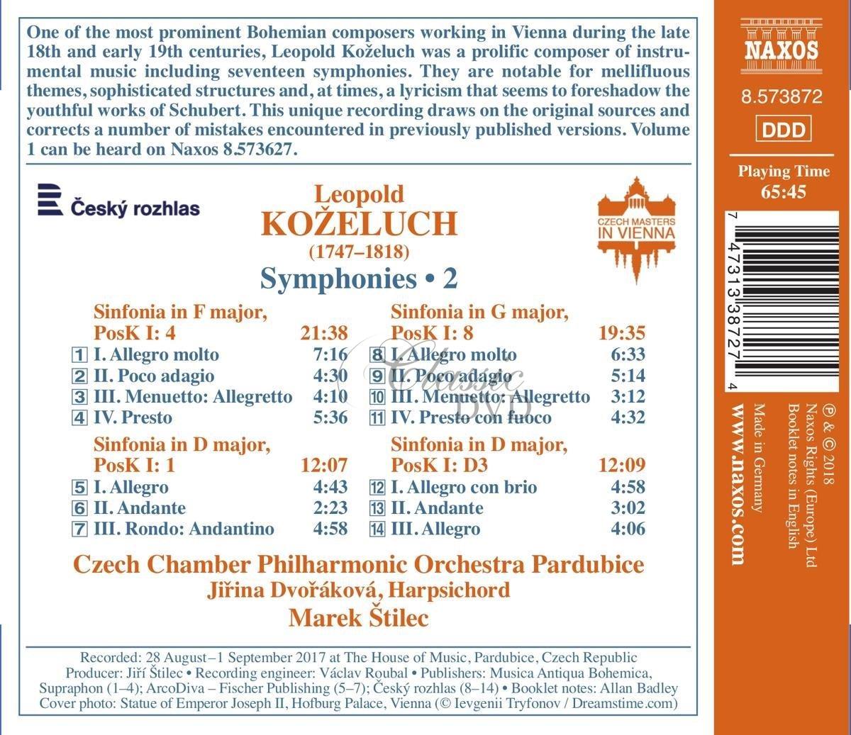 KOŽELUCH, L.: Symphonies, Vol. 2 – P. I:1, 4, 8, D3 (CD)