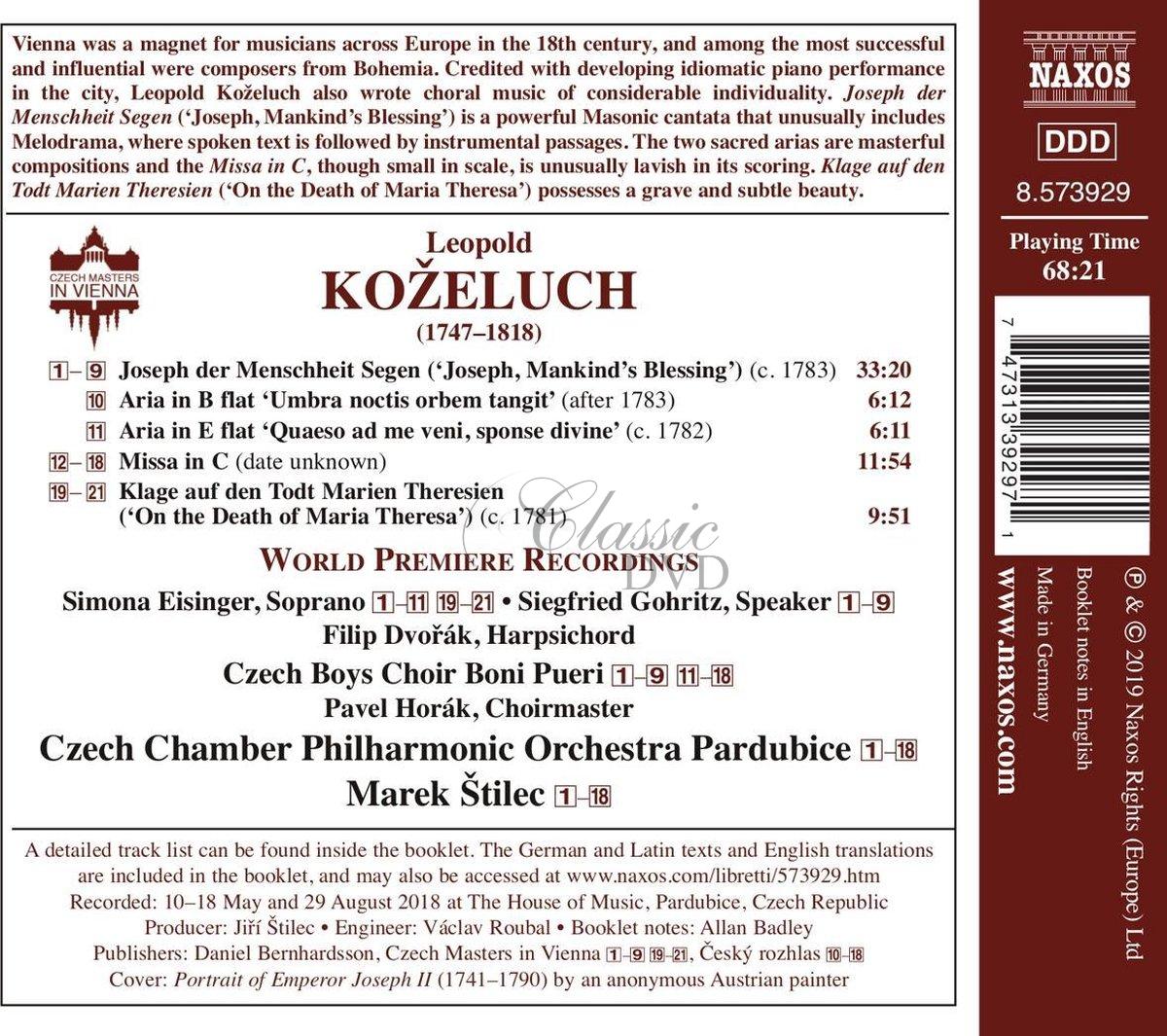 KOŽELUCH, L.: Joseph der Menschheit Segen (CD)