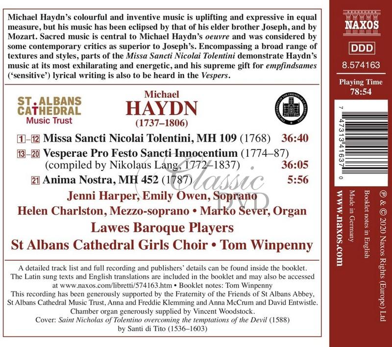 HAYDN, M.: Missa Sancti Nicolai Tolentini / Vesperae Pro Festo Sancti Innocentium (CD)
