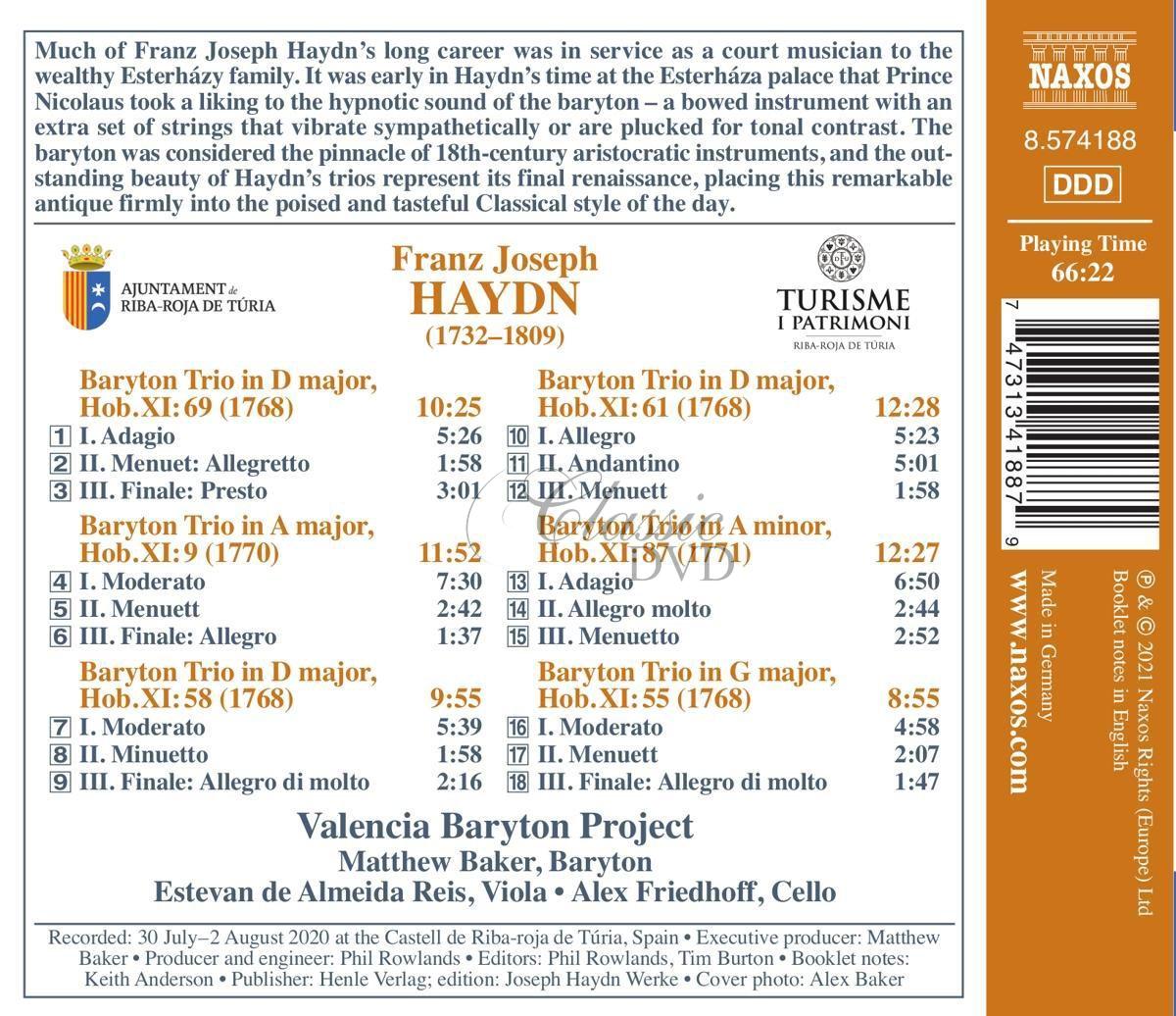 HAYDN, J.: Baryton Trios, Hob.XI:9, 55, 58, 61, 69, 87 (Treasures from the Eszterháza Palace, Vol. 1) (CD)