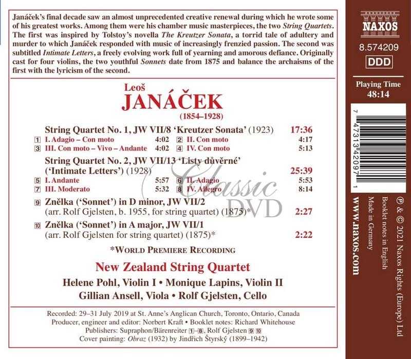 JANÁČEK, L.: String Quartets Nos. 1 and 2 / Sonnets, JW VII/1 and 2 (arr. R. Gjelsten for string quartet) (CD)