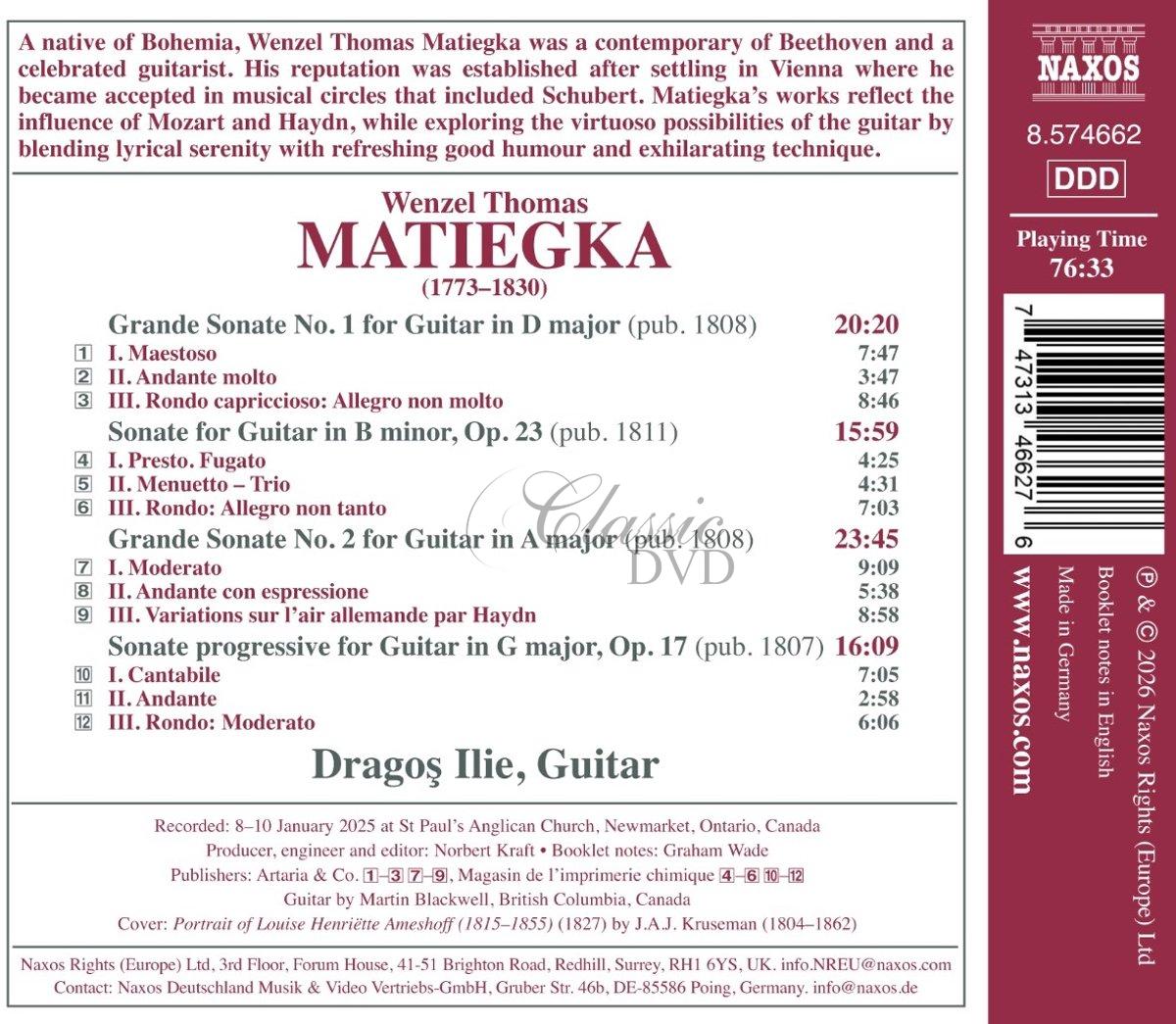 MATIEGKA, W.T.: Complete Guitar Sonatas, Vol. 1 (CD)