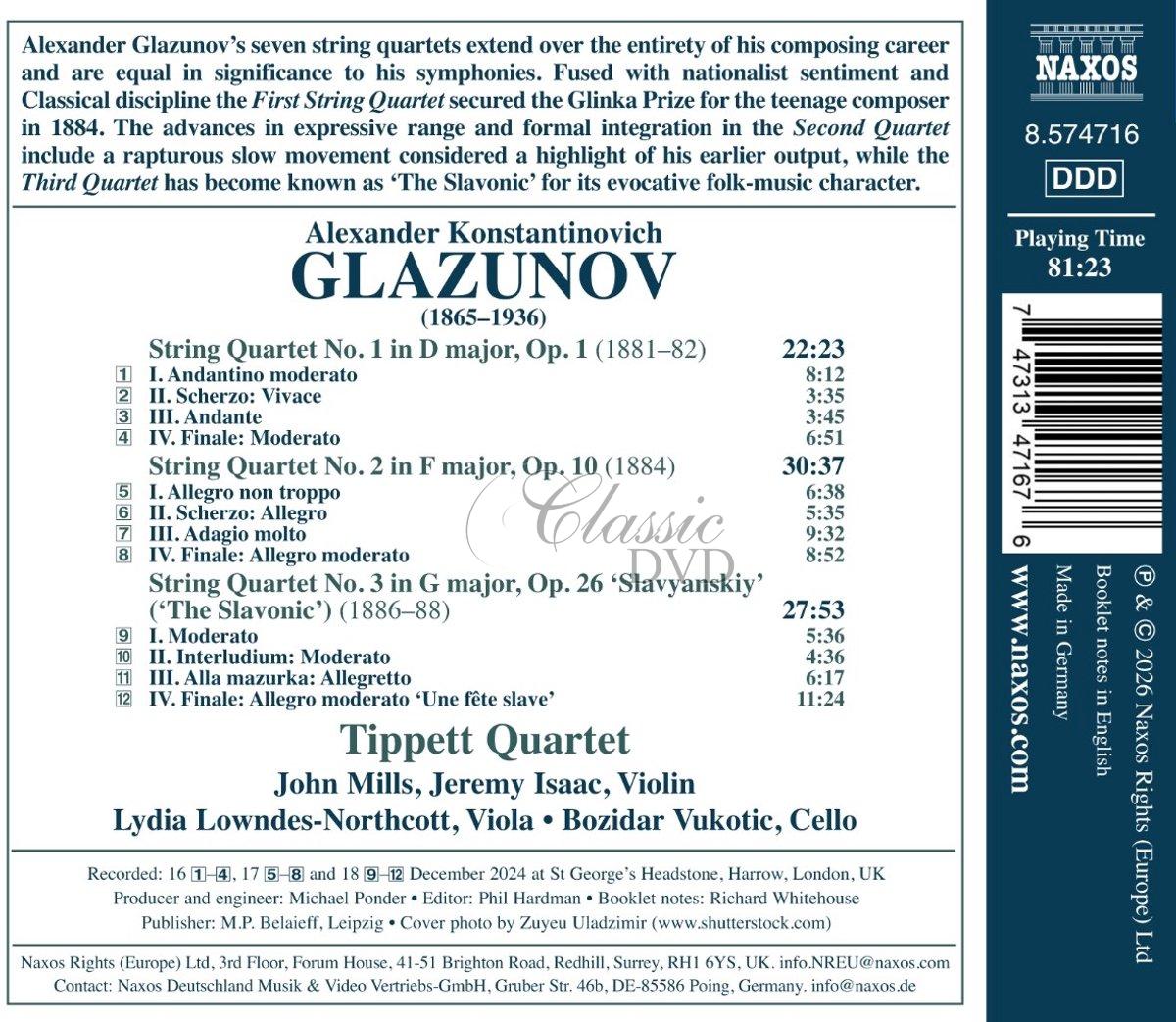 GLAZUNOV, A.K.: Complete String Quartets, Vol. 1 – Nos. 1-3, "Slavyanskiy" (CD)