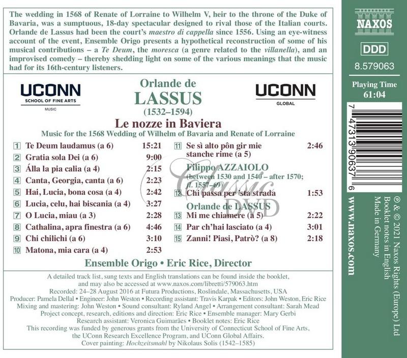 LASSUS, O. de / AZZAIOLO, F.: Nozze in Baviera (Le) - Music for the 1568 Wedding of Wilhelm of Bavaria and Renate of Lorraine (CD)