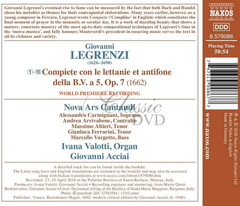 LEGRENZI, G.: Compiete con le lettanie et antifone della Beata Vergine a 5, Op. 7 (CD)