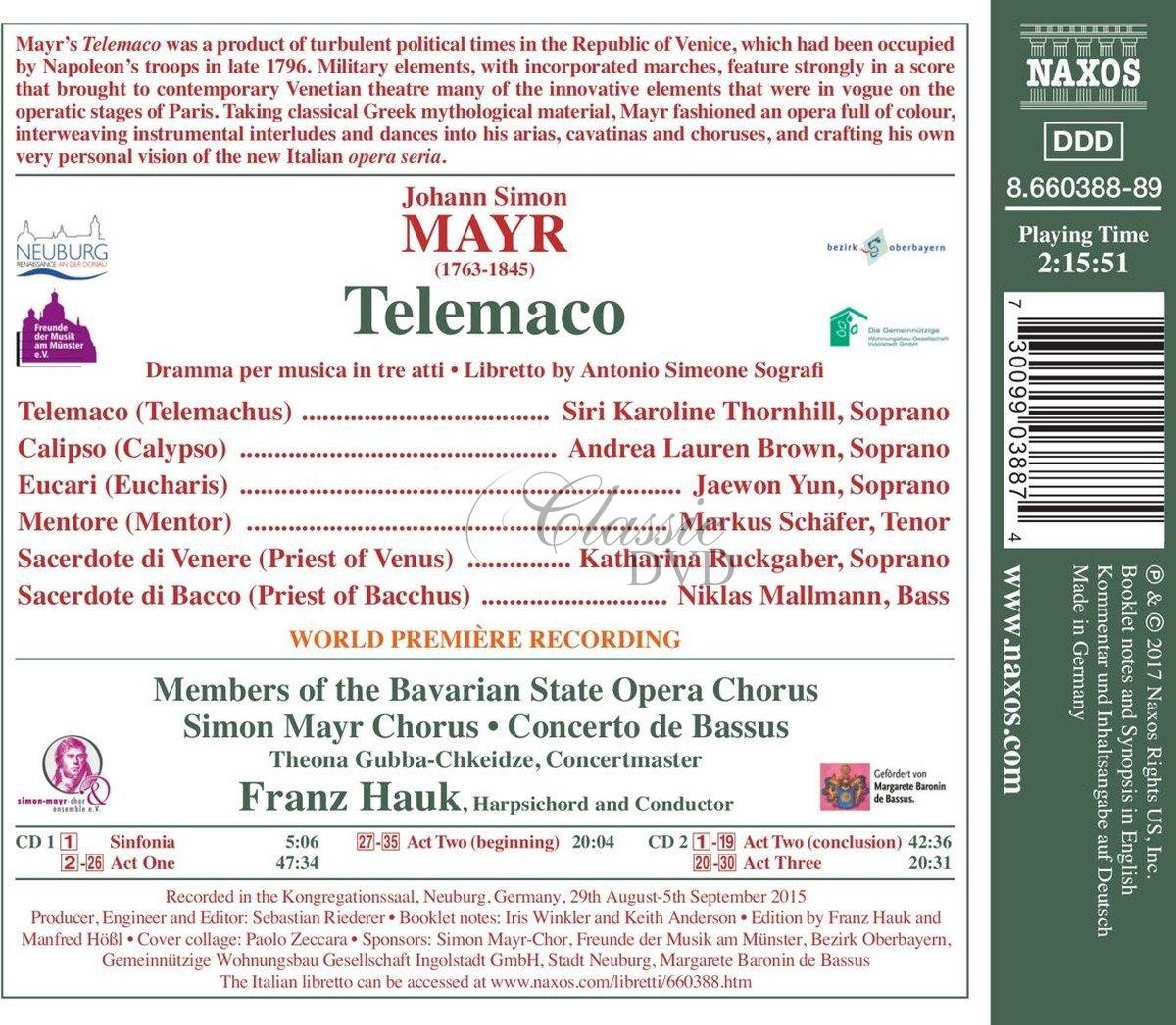 MAYR, J.S.: Telemaco – Opera (2CD)